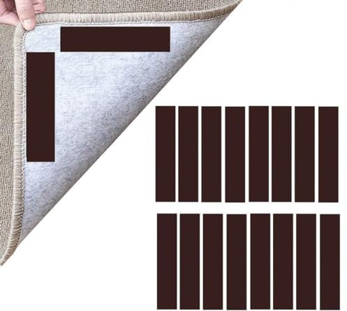 Rug Gripper Carpet Gripper Pack of 16 Non-Slip Rug Grip Pads Anti-Slip Rug Grippers to keep Rugs Securely in Place. Rug Grip Strips for Hardwood Floor, Laminate Floor, Tiled Floor, Doormats, Bathmats.