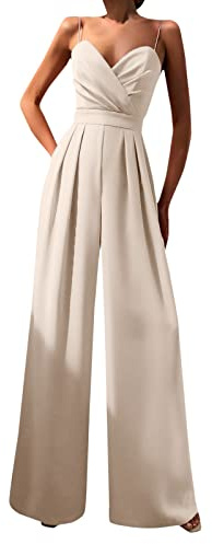 Jumpsuit Donna Elegante Da Sera Jumpsuit Tutina Tute Larghe a Gamba Larga Tuta Lunga Abito Senza Maniche Jumpsuit Retro Pantaloni Larghi Jumpsuit Cocktail Overall Cerimonia Con Maniche Corte