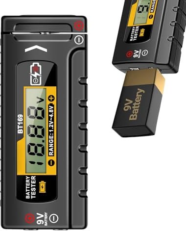 Setauoo Probador de batería para baterías pequeñas, Probador de batería doméstico,Comprobadores de batería con pantalla digital - Comprobador de voltios pequeño de equipo eléctrico preciso para pilas