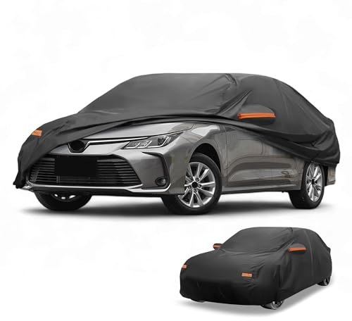 Partuto Funda para Todo Clima Protección Exterior Completa Anti-UV Sol Lluvia para Toyota Corolla Sedán 190T-PU Negro con Franjas Reflectantes
