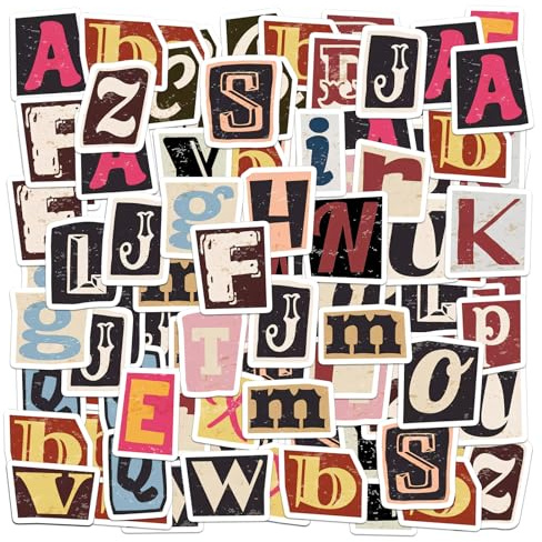 LTMMC 104PCS Vintage Letter Stickers, Scrapbook Accessories