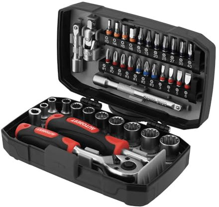 Coffret cliquet 1/4-38 pièces - Douilles et tournevis à cliquet