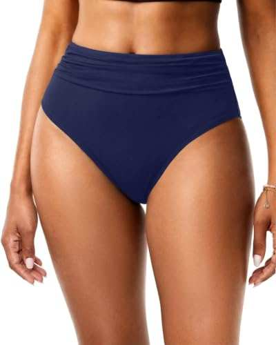 Holipick Bas de bikini taille haute pour femme - Contrôle du ventre - Bas de maillot de bain coupe haute | Taille froncée, couverture modérée, silhouette allongeant les jambes, doublure complète, tissu extensible
