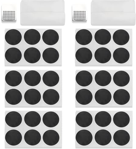 Bike Puncture Repair Kit, 36 Black Glue-Free Patches and 2 Metal Rasps with 2 White Storage Bags, Inner Tube Repair Kit for Bicycle and Motorcycle Tyres, Cycle Puncture Repair Kit for Outdoor Riding
