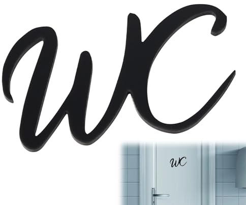 Menibeuty Plaque de Porte Autocollante, 23 x 12 cm Stickers WC Decoration WC Hommes Femmes, Plaque de Toilette pour Porte de Toilettes et Mur, Lettres Autoadhésive - Noire