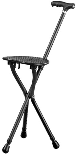 RAGOPILEN Chaise Pliante, Tabouret réglable en rotin avec éclairage LED 24 x 84-96 cm Noir Rouge(Black Color)