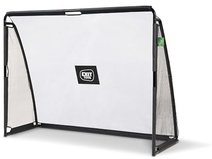 EXIT Toys Coppa Steel Football Goal - Football Goal for Children - With Handy Training Wall - Includes Solid Anchoring System - For In The Garden - Train Your Football Skills - 7.2x5.6ft - Black