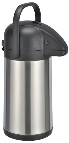 mucHome Thermoskanne 2,2 Liter aus Edelstahl Pumpkanne Isolierkanne Thermo Kanne Kaffeekanne Camping doppelwandig mit Tragegriff und Pumpfunktion (Fassungsvermögen: 2,2 Liter)