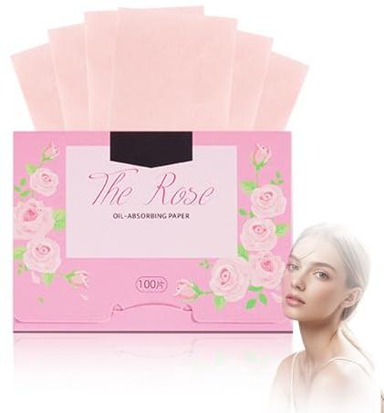 100 Count Rose Extract Oil Blotting Sheets for Face – Premium Shine Control Papers for Men and Women – Vegan Facial Oil Control Film for All Skin Types, Daily Use, Makeup, Mattifying Finish (Rose)