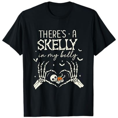 There's A Skelly in My Belly Halloween Pregnancy T-Shirt