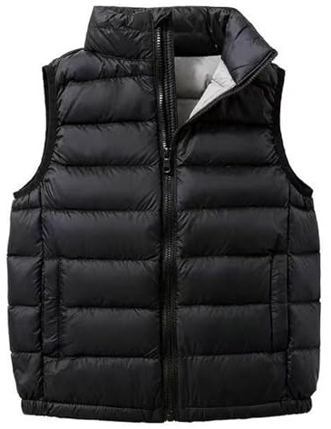 Girls Puffer Gilets Themal Riding Horse Down Vest, Kids Boys Zipper Body Warmers Waistcoat Winter Warm Lightweight Padded Down Coats Outwear School Ouffits Black 11-12 Years