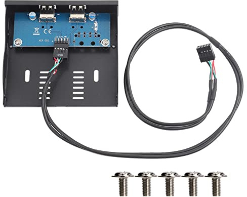EIMSOAH 3,5-Zoll-USB 2.0-Diskettenlaufwerk an der Vorderseite, 2 Anschlüsse, 9-poliger Verzinnter Kupferdraht an der Vorderseite, USB-Hub mit HD-Mikrofonausgang, für Desktop-Host