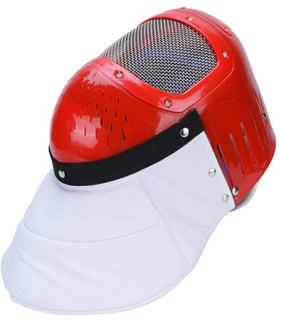 ZJchao Masque de Protection Facial en Maille Métallique Respirante pour Enfants, Housse de Casque de Protection pour l'entraînement au Fleuret, au Sabre et à l'épée, Accessoire de Masque (Rouge)
