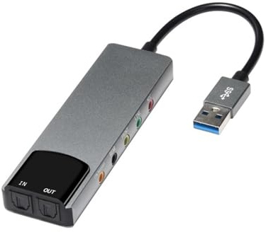 YUEHISY Externt Ljudkort, 7.1 USB-ljudkort med Optisk SPDIF, Stöder Upp Till 48KHz Stereouppspelning, Plug and Play för PC och Bärbar Dator
