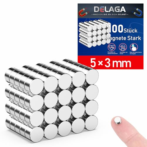 100 magneti forti 5 x 3 mm, mini magneti rotondi, piccoli magneti extra forti per lavagne magnetiche, frigorifero, lavagna, bacheca, ufficio