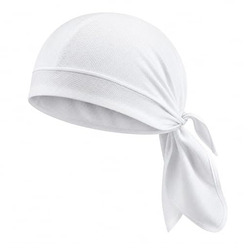 Anti Transpiration Bandana Sport sous Casque Vélo Protection Solaire Nuque Séchage Rapide Bonnet Cyclisme Homme Femme Respirant pour Course Moto Running Gym Escalade Blanc