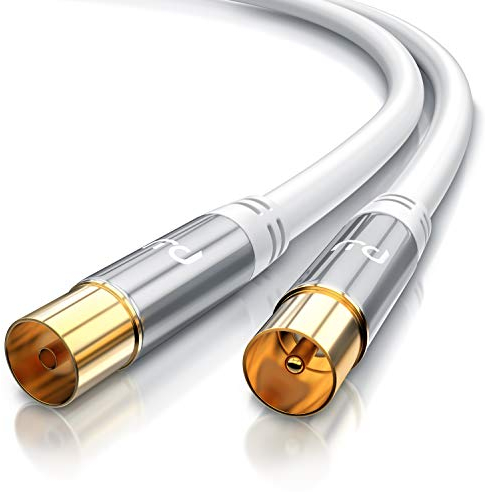 CSL - 10m Antennenkabel 8k 4k HDTV 135dB 75 Ohm - Premium Koaxialkabel - FullHD 4k UHD - Koax Stecker auf Koax Kupplung - DVB-T und DVB-T2 DVB-C DVB-S DVB-S2 DAB DAB - Abschirmmaß 135dB