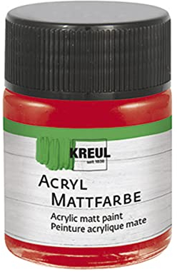 Kreul 75572 - Vernice acrilica opaca, rosso scuro in barattolo da 50 ml, vernice a base d'acqua dalla copertura cremosa, ad asciugatura rapida, adatta a molte superfici diverse