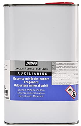 Pébéo - Essence Minérale Inodore - Auxiliaire pour Peinture à l'huile - sans Risque d'Irritation ou d'Allergie - Idéale pour Travail en Pièce Fermée - Contenance XX XL, Transparent, 1 l (Lot de 1)