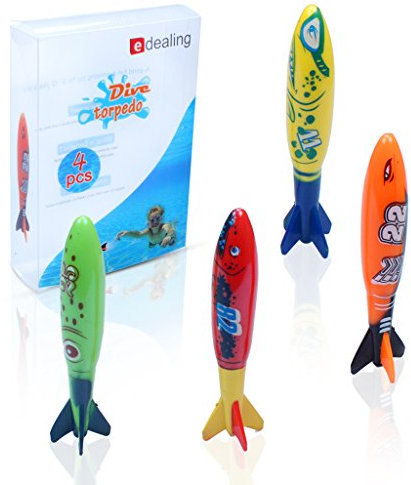 edealing 4pcs toypedo bandits set, pool diving game, summer