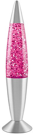 Global Gizmos 48620 16 Pink Glitter Lava Lamp/Silver Base/Retro Nostalgia/Relaxing Mood Light/Decorative Illumination