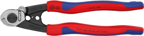 KNIPEX Cesoia per funi in acciaio anche per funi metalliche altamente resistenti in confezione Self-service con impugnature, 95 62 160 SB