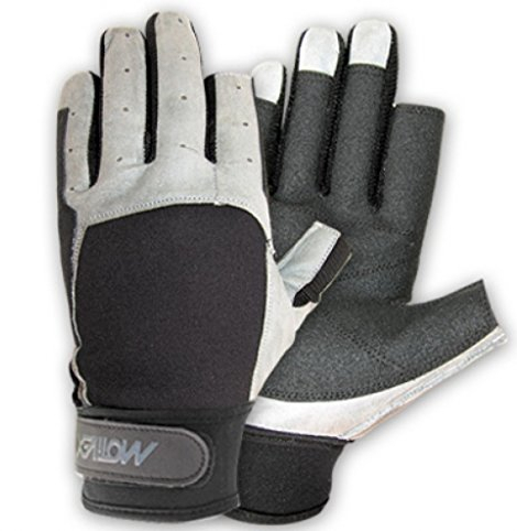 MOTIVEX Segelhandschuhe schwarz-grau Rückseite Neopren 2 Finger kurz Grösse XXXL