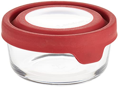 Anchor Hocking 91844 Small Trueseal Round Storage Jar with Red Lid
