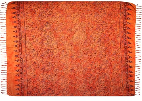 Wogeka Sarong – Toalla de playa opaca y aireada en color naranja y marrón para hombre y mujer, como falda envolvente, vestido de playa para la playa 20