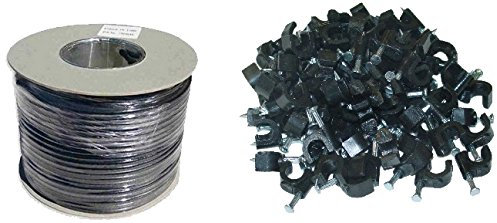 Webro 50m RG6 Digital Coaxial Cable for Aerial and Satellite TV with Clips - Black