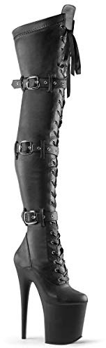 Pleaser FLAMINGO-3028 Blk STR Faux Leather/Blk Matte UK 4 (EU 37)