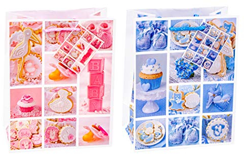 TSI Geschenktüten BABY, 12er Packung, Größe: Mittel (HxBxT 23 x 18 x 10 cm), Art. Nr. 85014