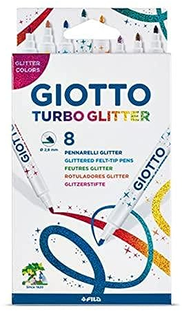 Giotto 4258 00 - Turbo Glitter, 8 Fasermaler, bunt