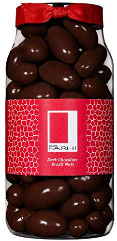 Rita Farhi Dark Chocolate Coated Brazil Nuts Luxury Gift Jar 740g – Premium Belgian Dark Chocolate, Vegetarian Friendly, Palm Oil Free