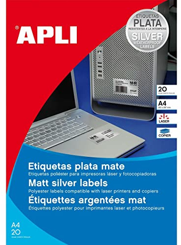 APLI 12973 metalletiketter, 45,7 x 21,2 mm, 100 blad