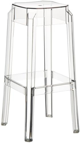 CLP Barhocker Fox I Stapelbarer Barstuhl aus hochwertigem Kunststoff I Wetterbeständiger Tresenhocker I Sitzhöhe 75 cm, Farbe:transparent