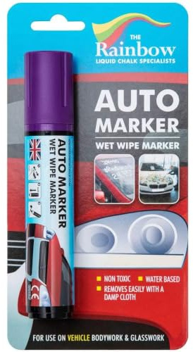Car Window Markers for Glass Washable - Car Marker Pens for Most Surfaces, Tire, Mirror - Motorcycle, Truck, Wet Erase Removable (Purple, 15mm Jumbo Tip)