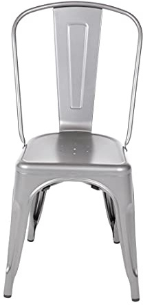 GL329 Bolero Bistro sillas laterales de acero, Metal gris (Pack de 4)