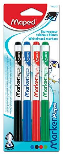 MAPED Blister de 4 Feutres pour tableaux blancs Marker'Peps 1,5 mm Assortis