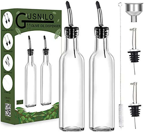Gusnilo 8 oz (250ml) Oil and Vinegar Dispenser Set - 2PCS Olive Oil Dispenser Bottles, Syrup Dispenser & Kitchen Oil Bottles with Pour Spouts and Funnel