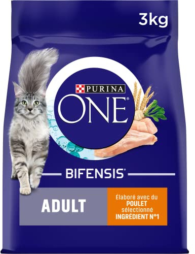 PURINA ONE | BIFENSIS | Spécial Chat Adulte Stérilisé | Renforce le système immunitaire, améliore l'équilibre du microbiome et aide à maintenir un système urinaire sain | Poulet | Sac | 3Kg