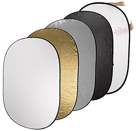 Fotodiox 40x60in 5-in-1 Collapsible Reflector Panel with Bag for Photography and Video - Black, Gold, Silver, Translucent, and White Panel