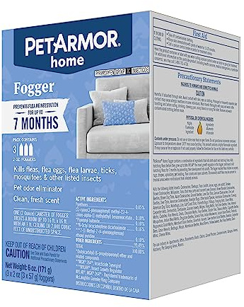 PetArmor Home Fogger, Kills Fleas, Ticks, Mosquitoes & Other Listed Insects, Helps Eliminate Pet Odor, Clean Fresh Scent, Protects for 7 Months, 3 2oz Canisters