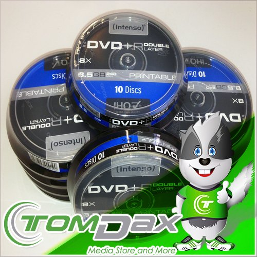 100 Intenso DVD+R 8X Print Double Layer bedruckbar 8,5 GB Rohlinge