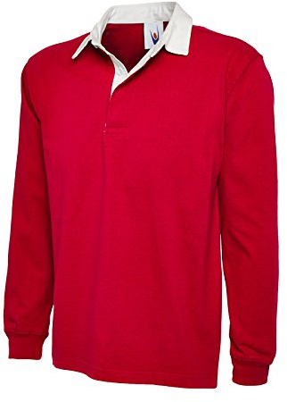 Uneek New Mens Plain Premium Rugby Shirt