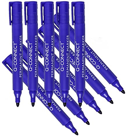 Q-Connect Permanent Marker Pen Bullet Tip Blue (Pack of 10)