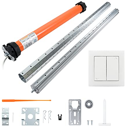 3T-MOTORS Rollladenmotor Komplettset mit Wippschalter, SW60 Welle 1,90 m, 3T45-20 (Zugkraft 20 Nm/40 kg) mit mechanischen Endschaltern, einfache Montage mit Zubehör, Rollladenantrieb
