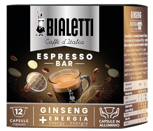 Bialetti Caffè d'Italia, Box 12 Capsule, Ginseng, Compatibili con Macchine Bialetti sistema chiuso, 100% Alluminio