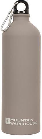 Mountain Warehouse 1L Metallic Bottle with Karabiner - Metallic Finish Water Bottle Grey