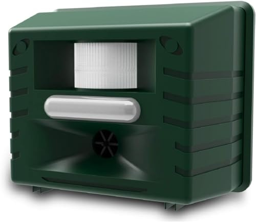 Aspectek Yard Sentinel Ultrasonic Animal Repeller for Deer, Raccoons, Squirrel, Bird, Outdoor Animal Repellent for Yard, Garden, Farm, Patio, Adjustable, Motion Sensor, Night Time Strobe Light